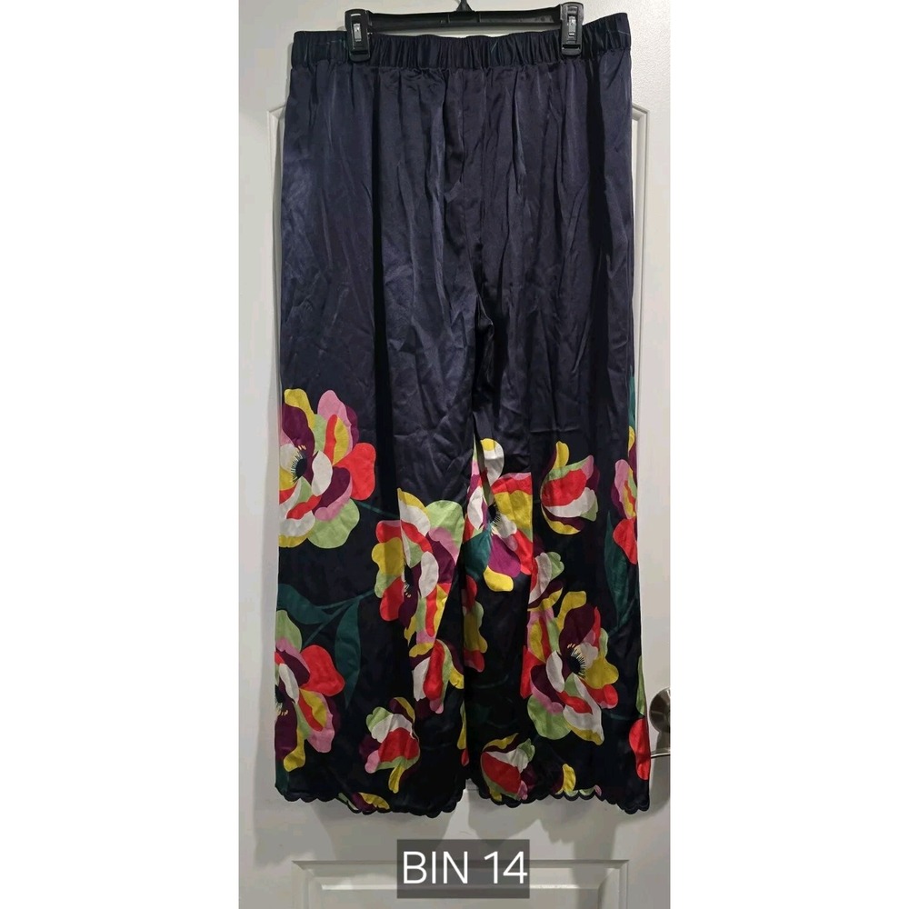 Johnny Was Cassandra Stretch Slit Silk Wide Leg Pants SZ L NWT MSRP $285 - Picture 3 of 11